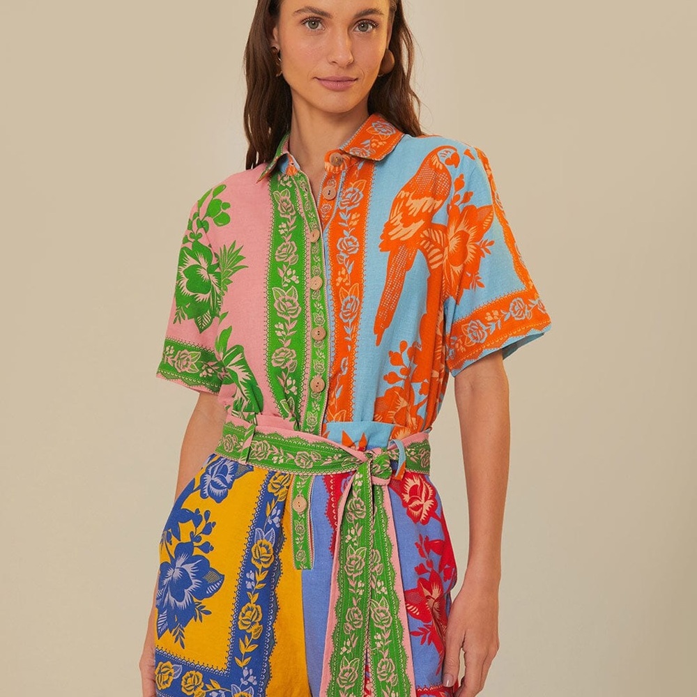 FARM Rio Lace Garden Mix Scarves Romper NWT Small